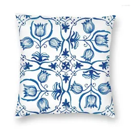 Pillow Delft Blue Tulips Flowers Cover 45x45 Home Decorative Printing Oriental Chinese Floral Throw Case For Living Room