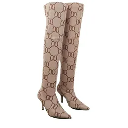 top quality Casual Shoes Fashion Thigh-high Boots Knitted Sock Elastic Stiletto Heels Over The Knee Women Booties Pointed Toe Designer Real Leather Outsole