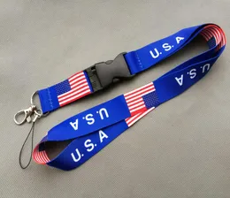 2 types TRUMP lanyards USA Removable Flag of the United States Key Chains Badge Pendant Party Gift moble phone lanyard LJJA42507164221