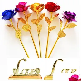Dekoratif Çiçek Çelenkleri Yapay Altın Folyo Kaplama Gül Düğün Ev Dekorasyon Çiçeği Doğum Günü Sevgililer Günü Hediye Otgut
