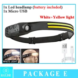 COB LED -strålkastare USB -laddningsbar strålkastare Torch Work Light Bar Head Band Lamps