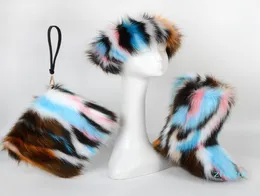 designer snow boot BAG SET 3 PIECES headband with fur lined lining winter plus size furry fluffy fuzzy outdoor mid calf boot3611364