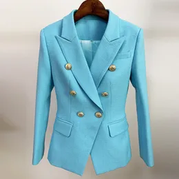 Женские костюмы Блейзеры Blends HIGH STREET est Runway Designer Blazer Женский классический двубортный приталенный фактурный пиджак с пуговицами льва 230906