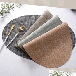 Outros acessórios de decoração de mesa Place Mat Round Placemats Cozinha Placemat Heat Insation Mancha-Resistente Lavável Pvc Mats Drop Ot4Wr