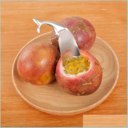 Fruktgrönsaksverktyg Passionöppnaren Rostfritt stål Whale Avocado Kiwi Open Cutter Kitchen Gadgets med Spoon Drop Delivery Home