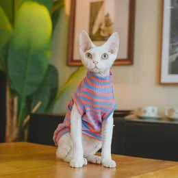 Trajes de gato Sphynx Roupas Listrado T-shirt de Algodão para Devon Rex Mangas Compridas Casaco Macacão Gatinhos Pet na Primavera Outono Produto