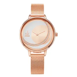 Womens watch watches high quality luxury Stylish diamond-encrusted sun dial waterproof quartz-battery watch