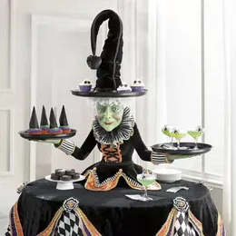 Outros suprimentos para festas de eventos Halloween Witch Tabletops Servidor com toalha de mesa Harlequin Halloween Cupcake Witch Display Stand Decoração de casa atacado 230905