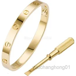 Kobiety miłośnicy bransoletki srebrne złote bransoletki luksusowe designerskie stalowe para prosta moda bez śruby śrub paznokciowy Diament 22bb8