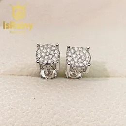 Brincos de garanhão israiny hip hop rock 925 prata esterlina vvs1 d color real gra moissanite diamantes completos breos redondos jóias por atacado