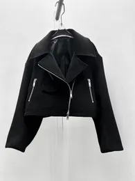 Damenjacken Fyion 2023 Runway Langarm Frauen Jacke Schwarz Slim Mode Elegante Büroarbeit Solide Drehen Unten Kragen Top