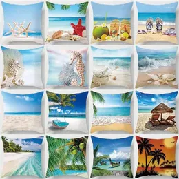 Pillow Beach Scenerie Seashells Okładka rozgwiazda do El Home Decor Rzuć Pillowcase Scenic Druku