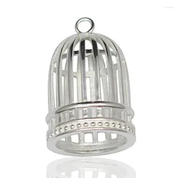 Kolye Kolyeleri Boncuk 925 STERLING Silver Bird Cage Hollow Dili Dilgi Sergileri DIY Kolye Yapım 36311