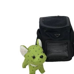 Marsupio traspirante portatile per uscire per cani e gatti Borsa per animali domestici Borsa a tracolla per cani con logo triangolo nero moda per animali domestici PS2206