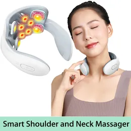 Andra massageföremål Portable Neck Massager SMART MASSAGER MED TENS PULSEPITERAPIER Nursing Equipment för att lindra nack- och axelvärk Hälsovård 230905