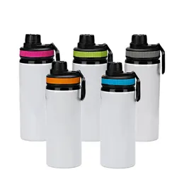 20 unz sublimation puste pusta butelka do butelek o masie 600 ml aluminium picia kubek wielokrotnego użytku lekki kubek podróżny z uchwytem pokrywki na biwakowanie wędkowania