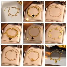 الموضة الكلاسيكية 18K الذهب المطلي بالمفتوح المشيخية المشيخية من أربع أوراق المصمم مجوهرات مجوهر