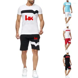 Männer Trainingsanzüge Hk Heckler Koch Kein Kompromiss 2023 Männer Casual Sweat Anzug Gestreiften Kurzarm T-shirt Sets Männliche Sportswear Trainingsanzug sommer