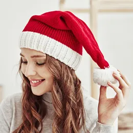 Berets Boinas de malha bebê chapéu de natal bonito navidad pompom adulto criança macio gorro papai noel ano presente do miúdo natal decorar 2023