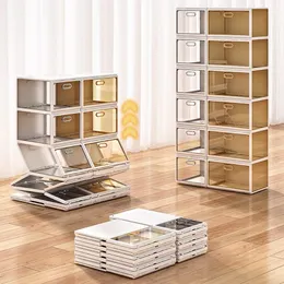 Storage Holders Racks Foldable Shoes Box Dustproof Plastic Shoe Stackable Cabinet Organizers Rack Cabinets Cupboards 230906