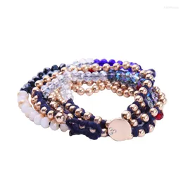 Charme pulseiras multicolor corda trançada contas de vidro pulseira mulheres étnica boêmia moda envoltório atacado