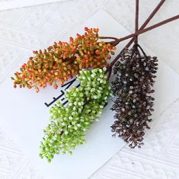 装飾的な花3pプラスチック多肉植物の人工植物シングルブランチシミュレーションベッドルームホームパーティーの装飾用品のための花