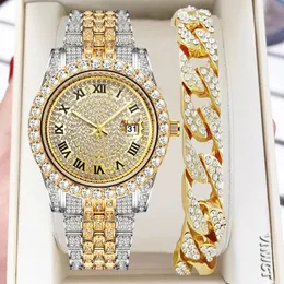 Armbandsur Diamond Men Women Watches Gold Watch Ladies Wrist Luxury Unisex Armband Female Clock Relogio Feminino 230905