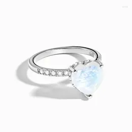 Anillos de boda IG S925 Sterling Silver Love Set Diamond Moonstone Ring Nicho Diseño Luz Lujo Joyería fina