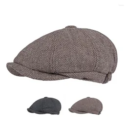 Berets Beret Homens Herringbone British Vintage Flat Cap Octogonal Hat Sboy Paintsman Feminino Gatsby Ivy Gorro Hombre Boina