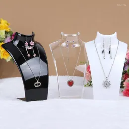 Bolsas de jóias Plástico Manequim Colar Display Stand Titular Bust Rack para Colares Pingente Dangle Brincos Prateleira
