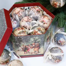 Decorações de Natal 14pcs 7.5cm Árvore de Natal Bolas Pingente Ornamentos Pendurados Bola Decorações de Plástico Casa Feriado Navidad Ano Decoração Presente 230905