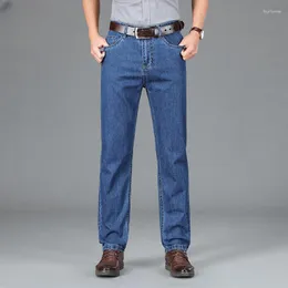 Men's Jeans High Quality Men Spring Summer Cotton Classics Business Straight Denim Pants Dark Blue Trousers Male Plus Size 40 42