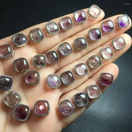 Pedras preciosas soltas 1 peça fengbaowu natural super 7 quadrado oval cabochão contas 925 prata esterlina jóias fazendo para pulseira pingente diy