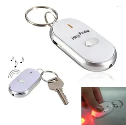 Party Favor 200PCS White LED Key Finder Locator Find Lost Keys Chain Keychain Whistle Sound Control Fast SN986