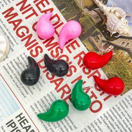 Hoop Huggie INS Multicolor Enamel Dupes Teardrop Chunky Earrings for Women Girls Waterdrop Dome Drop Earrings Trend Jewelry 230906