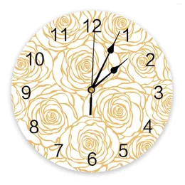 Orologi da parete Fiore in oro rosa Corsa Orologio da camera bianco Grande cucina moderna Sala da pranzo Rotonda Soggiorno Orologio Decorazioni per la casa