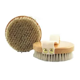 Bath Brushes Sponges Scrubbers Natural Horsehair Brush Exfoliating Without Handle Body Mas Bathroom Wooden Cleaning Brushes June2 Dh6Tv