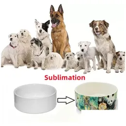 Alimentadores de tigelas de cachorro Sublimação em branco Bigida alimentos de cerâmica Pets Alimentador e água para cães médios pequenos Diy 0513 Drop Delivery Home Gar Dhw73