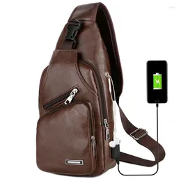 Duffel Bags Saco De Peito De Carregamento USB Com Buraco De Fone De Ouvido Masculino Alça Única Anti-roubo