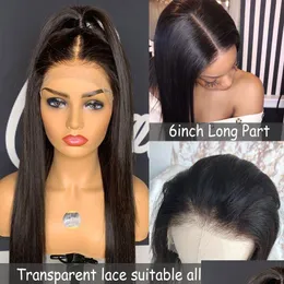 Synthetic Wigs 13X6 Lace Front Wig With Invisible Hd Transparent Pre Plucked Human Hair Brazilian Remy Drop Delivery Products Dhzdl