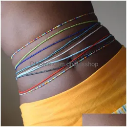 Belly Chains Vsco Colorf Rice Bead Mti Layers Handmade Waist Link Bikini Body Jewelry String Chain Pony Beads Wholesale Drop Delivery Dhych