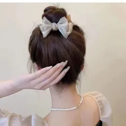 Clipe de fecho de laço de malha perolada, fecho de cabelo fixo para rabo de cavalo alto, ornamento de cabelo, novo elegante, bola, prendedor de cabelo, 21 ll