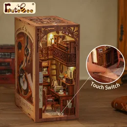 Doll House Accessories SweetBee Book Nook Diy Miniature House Dollhouse Booknook With Touch Light Model Building Adult For Decoration Gift Secret Rhythm 230905