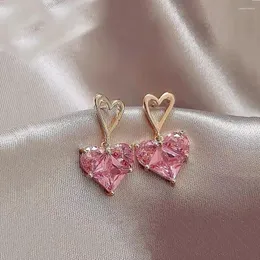 Dangle Earrings 2023 Peach Heart Simple Water Drops Pink Love Pendant Fashion Personality Versatile Women'S Jewelry Wholesale