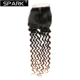 Spetsspårar Spark Ombre Brasil Rambut Manusia Keriting Dalam Renda Penutup 8 22 Inci 1B 30 1B 27 Warna Dengan 1B 4 30 1B 4 27 Ekstensi Remy 230905