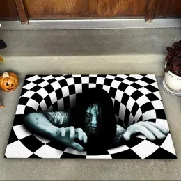 Teppiche Horror Halloween Fußmatten Schädel 3D-Druck MatTeppich Küchenmatte Nordic Flanell Home Decor Große Teppiche für Wohnzimmer Schlafzimmer 230905