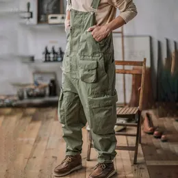 Men s Pants Loose Casual Overalls Straight American Retro Ami Khaki Trend All match Suspenders Trousers 230906