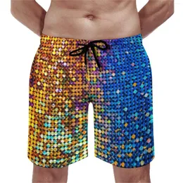 Męskie szorty deski disco piłka do druku klasyczne pnie plażowe kolorowe cekiny wygodne do biegania surfing modne duże spodnie