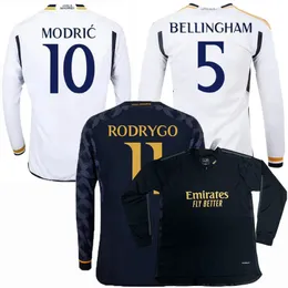 長袖プレーヤーファンArda Guler Soccer Jerseys Bellingham Real Madrids 2023 2024 Vaerde Alaba Vini Jr Camavinga Tchouameni Kroos Modric