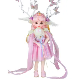 Dolls 16 Pink Girl Doll 32cm Height Deer Full Set 24 Joint Body Movable Skin Lovely Girls Birthday Gift Toys for Children 230907